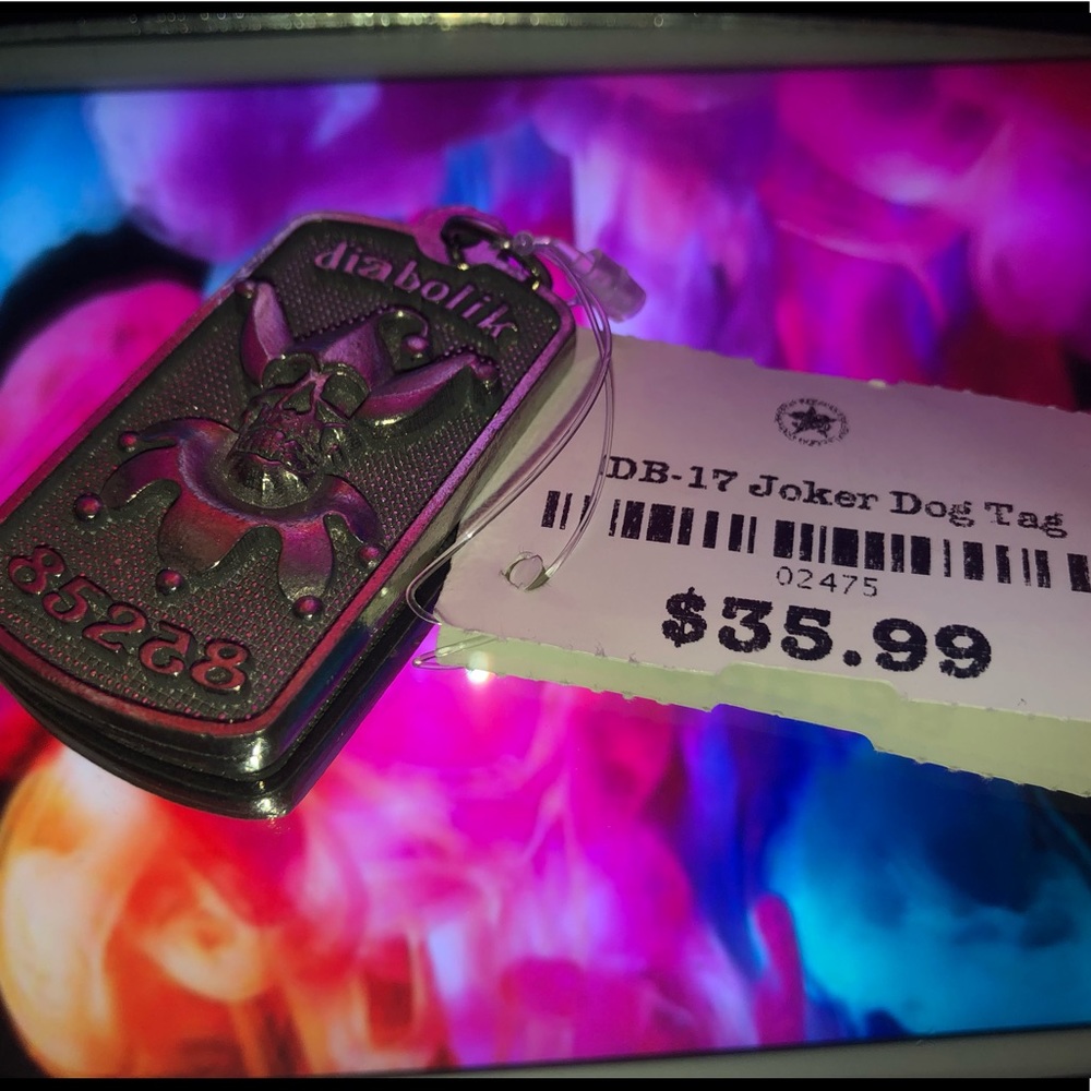 Joker pewter dog tag